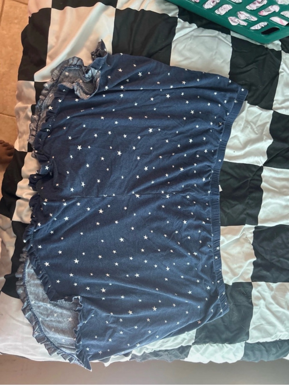 Women's Navy Star-Print Ruffle Hem shorts and top